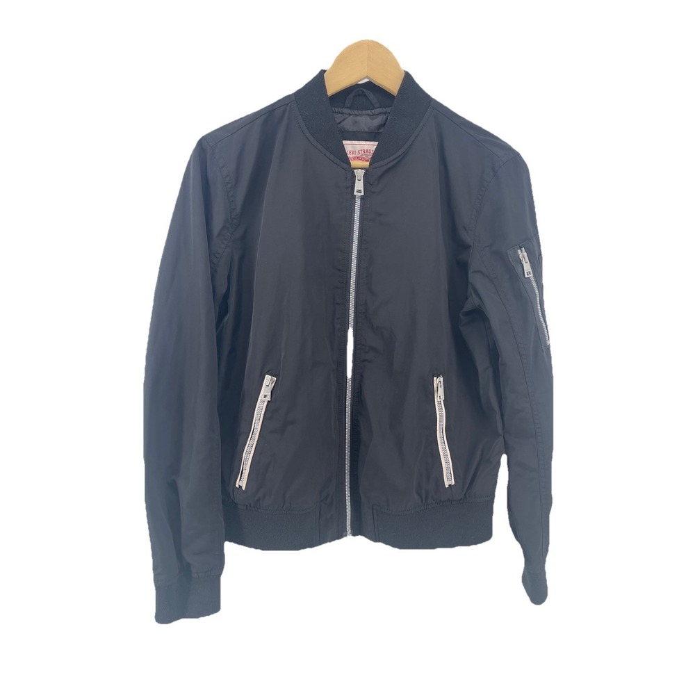 Levi's Black Bomber Jacket Size M Women Zip Front Lightweight